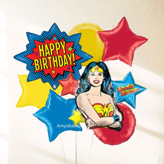 Wonder Woman Balloon Bouquet