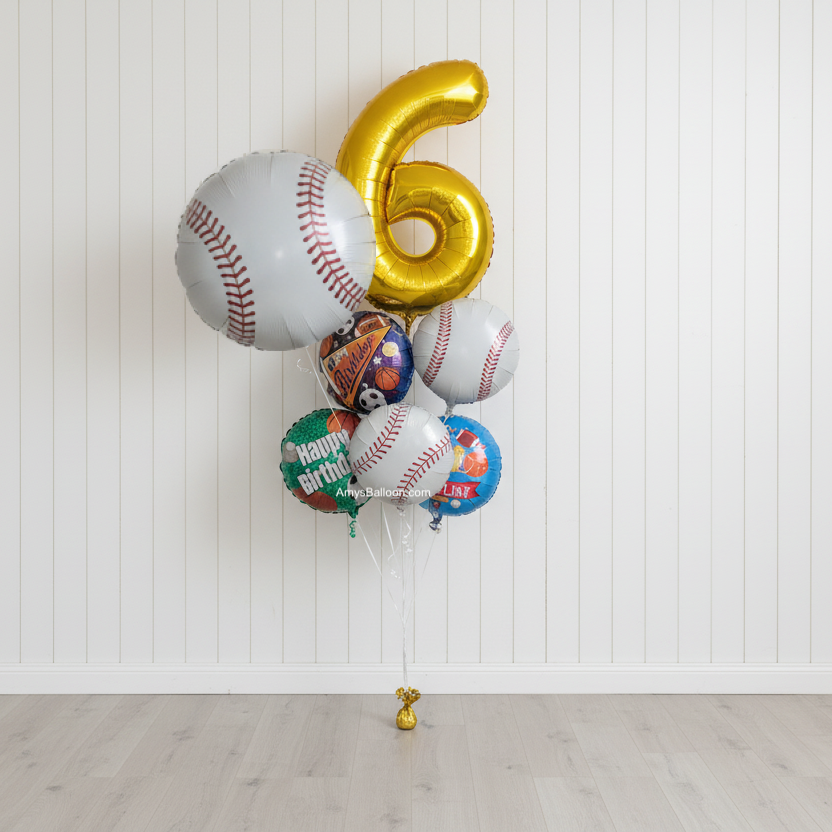 Custom Age & Big Baseball Balloon Bouquet