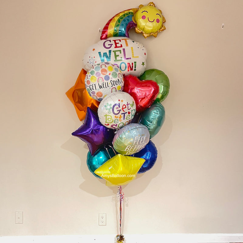 Get Well Soon Rainbow Balloon Bouquet