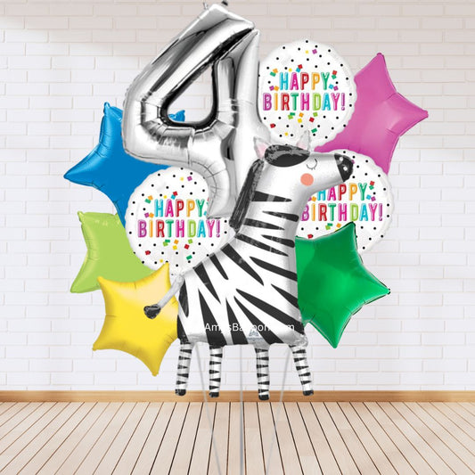 Zebra Birthday Balloon Bouquet