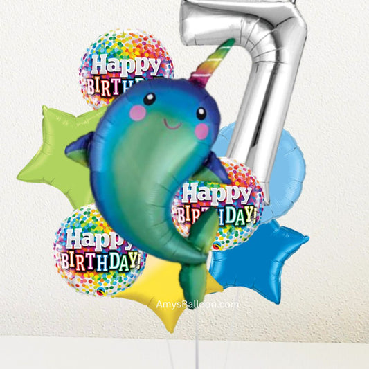 Happy Narwhal Birthday Balloon Bouquet