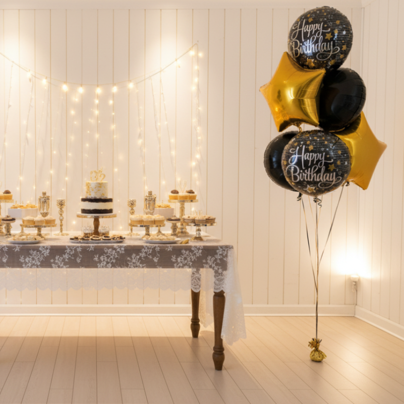 Birthday Theme Mylar/Foil Floor Bouquet