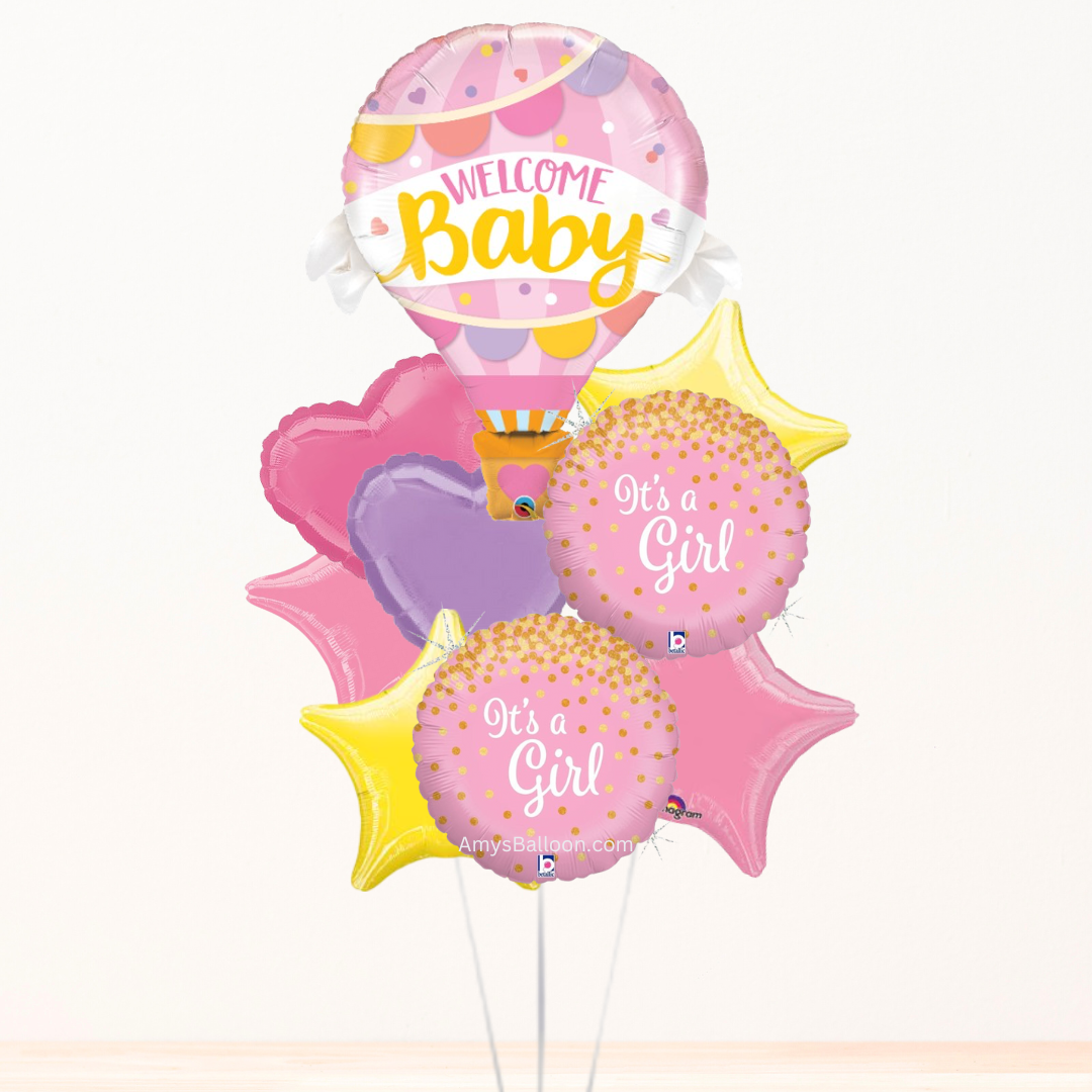 Welcome Baby Girl Balloon Bouquet