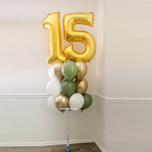 Two Numbers and Latex Balloons Bouquet