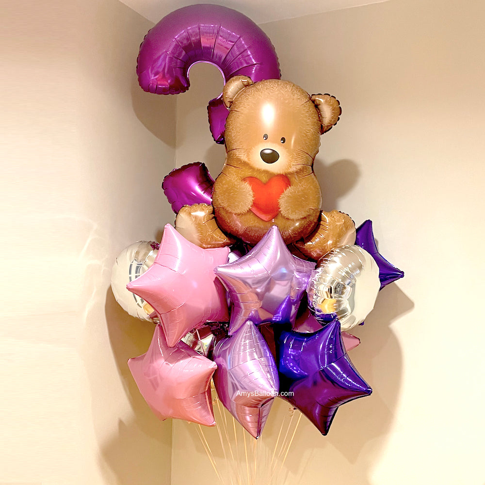 Bear and Number Balloons Bouquet