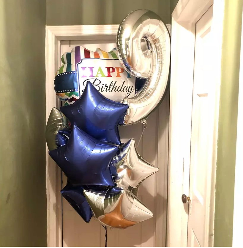 Big Birthday Balloon and Number Bouquet