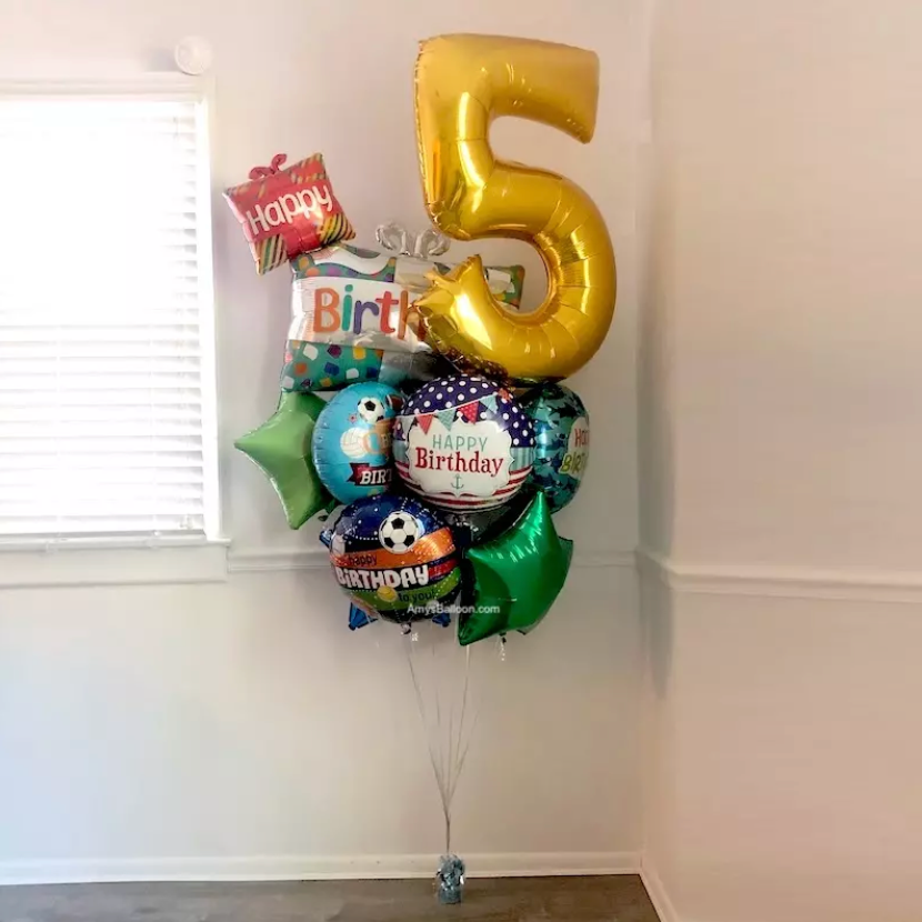Jumbo Birthday Balloon and Number Bouquet