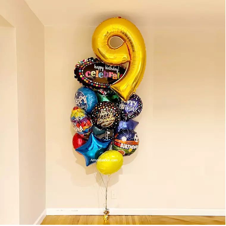 Number and Jumbo Birthday Balloon Bouquet