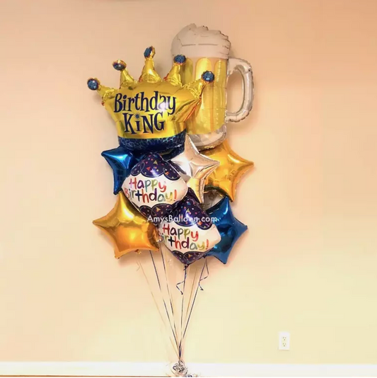 Birthday King and Beer Mug Balloon Bouquet