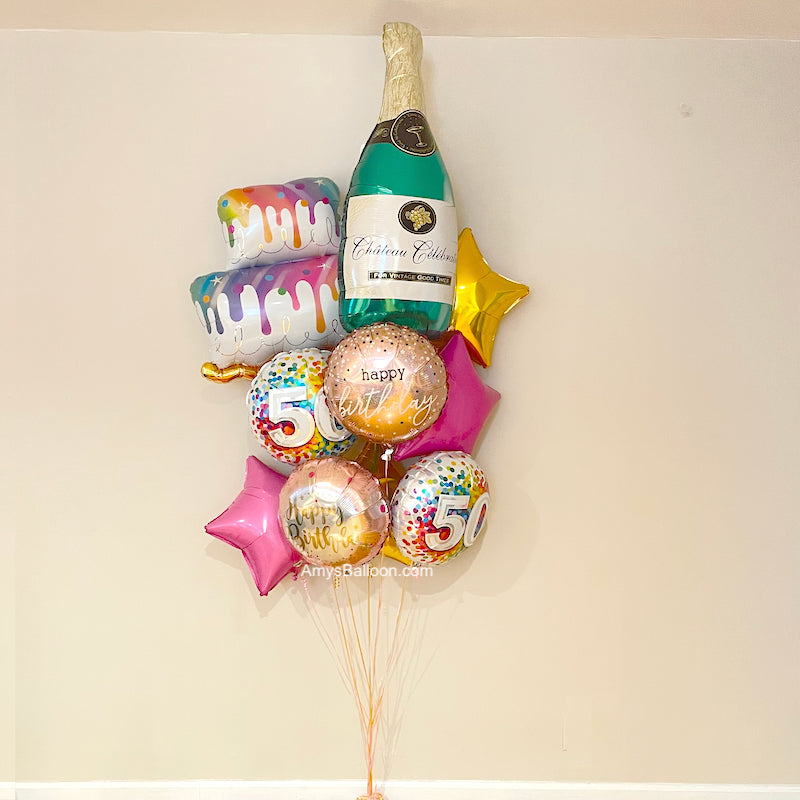 Champagne Birthday Balloon Bouquet