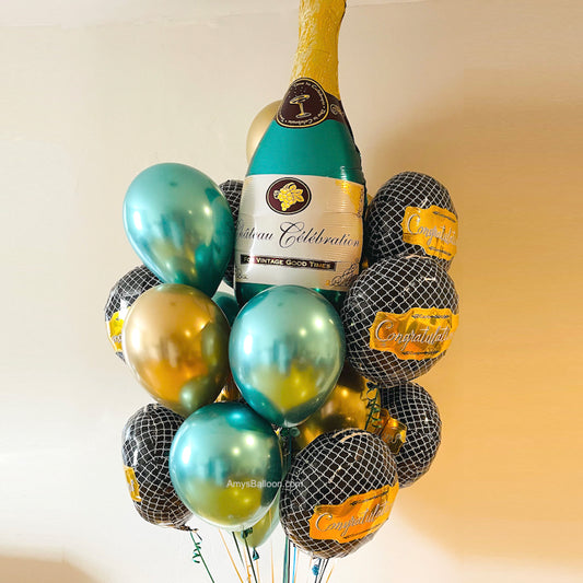 Champagne Bottle Congratulations Balloons Bouquet