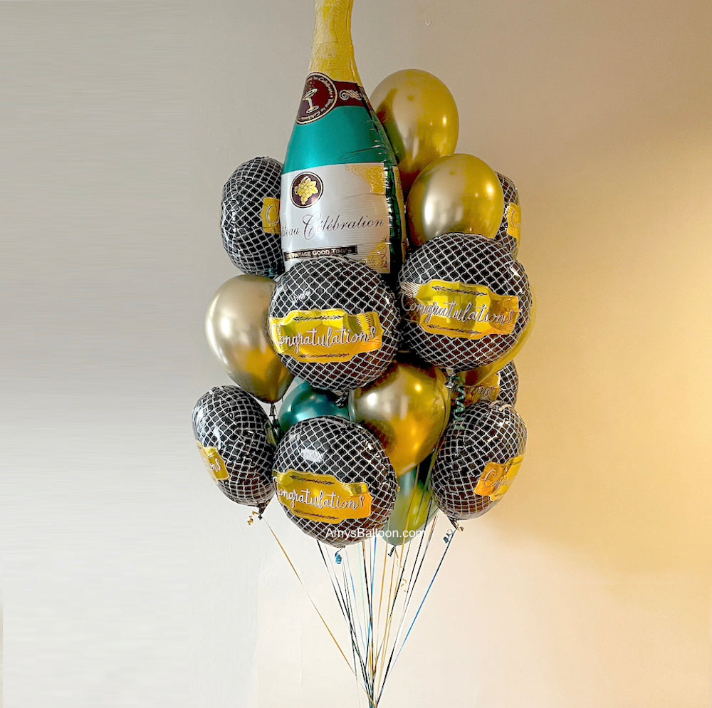 Champagne Bottle Congratulations Balloons Bouquet