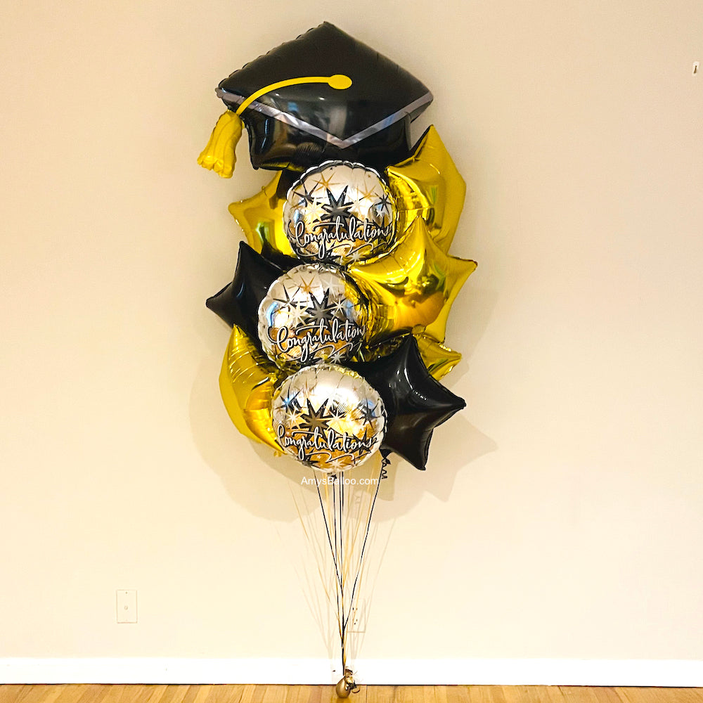 Gold, Silver and Black Graduation Bouquet