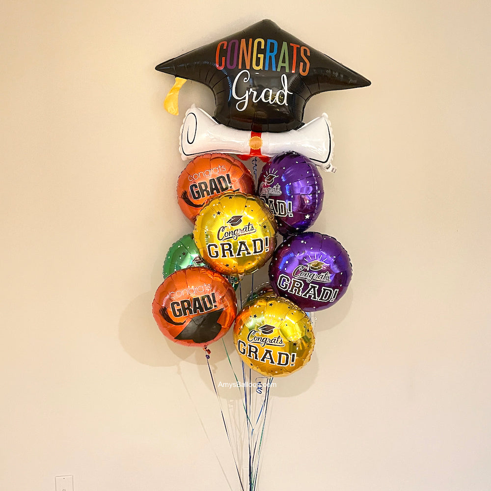 Kreatives Bild zu Colorful Congrats Grad Bouquet – amysballoon.com Foto zu Colorful Congrats Grad Bouquet – amysballoon.com