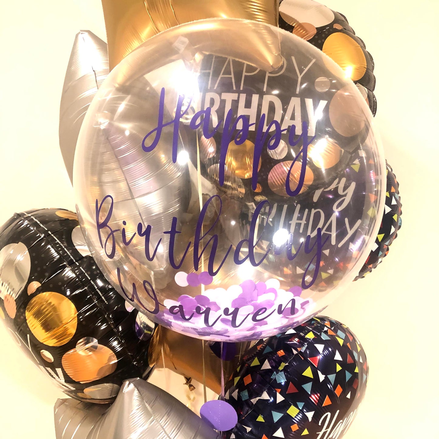 Personalized Confetti Birthday Balloon Bouquet