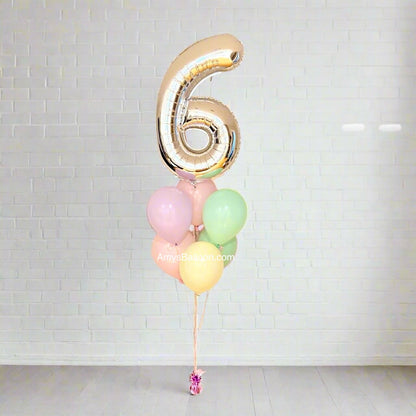 One Number and Latex Balloons Bouquet