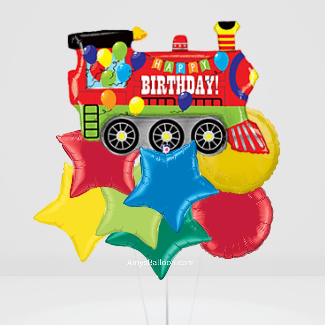 Train Birthday Balloon Bouquet