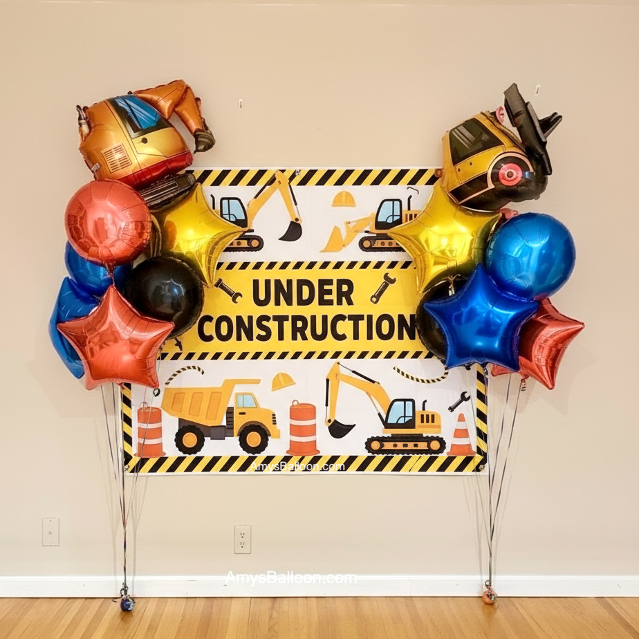 2 Balloon Bouquets Set (construction-themed)