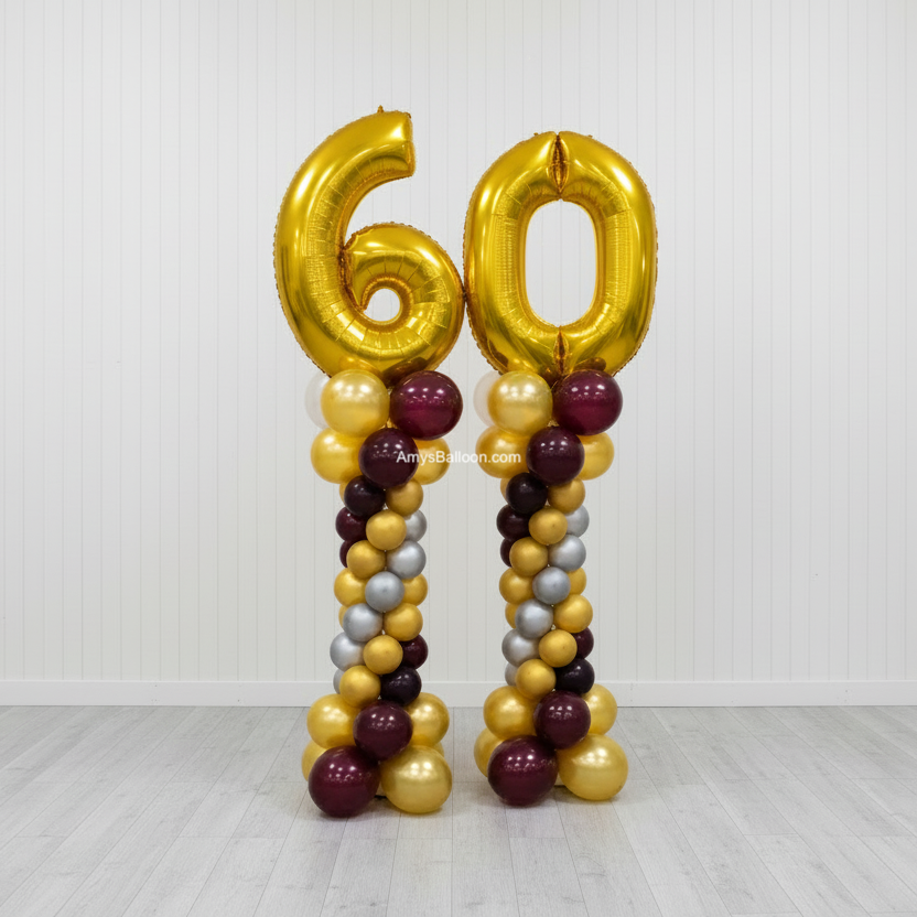 Number Topper Roman Style Balloon Column Pair