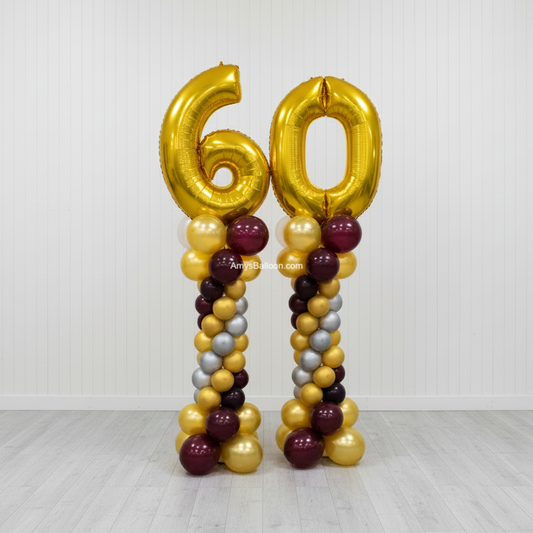 Number Topper Roman Style Balloon Column Pair