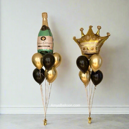 Set de globos champán y corona de rey