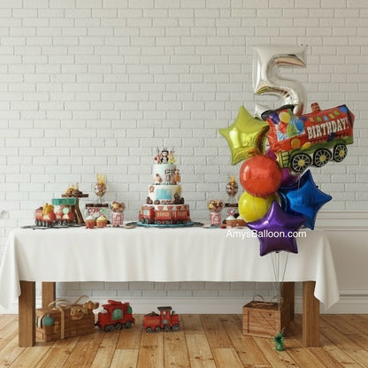 Train Birthday Balloon Bouquet