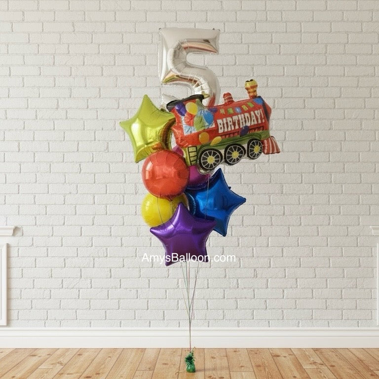 Train Birthday Balloon Bouquet