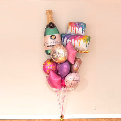 Champagne Birthday Balloon Bouquet