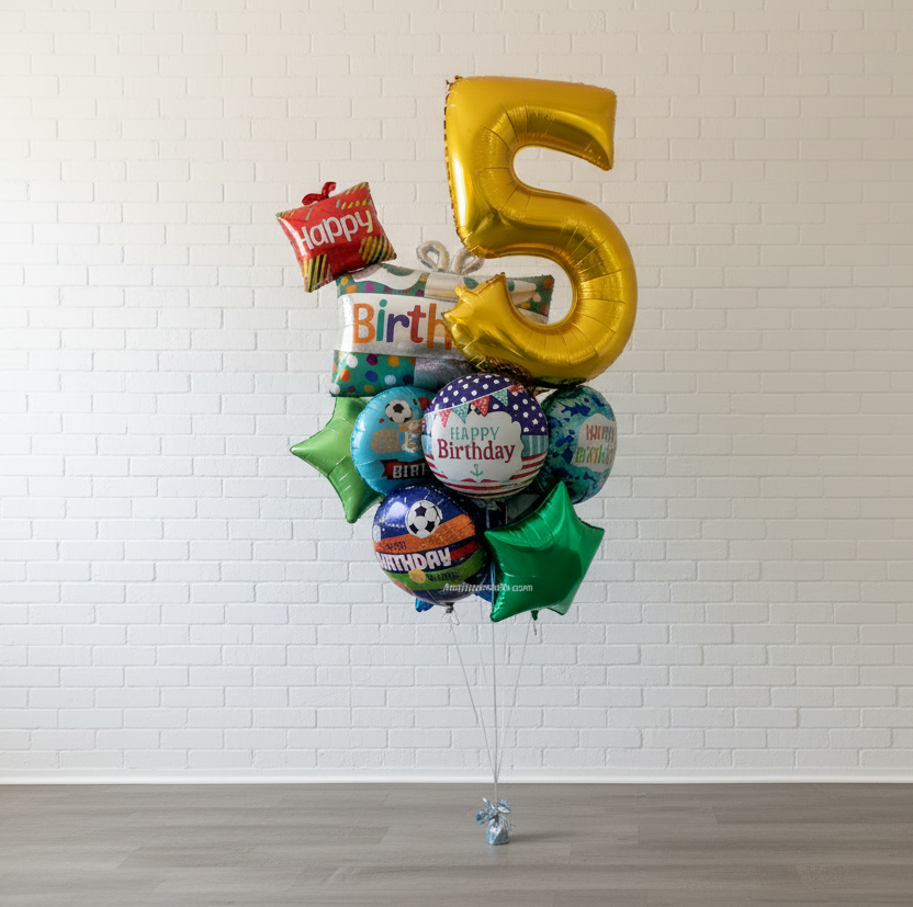 Big Birthday Balloon and Number Bouquet