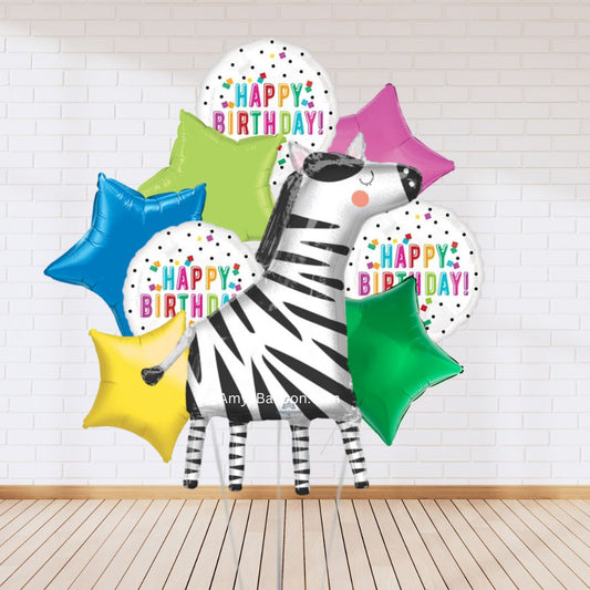 Zebra Birthday Balloon Bouquet