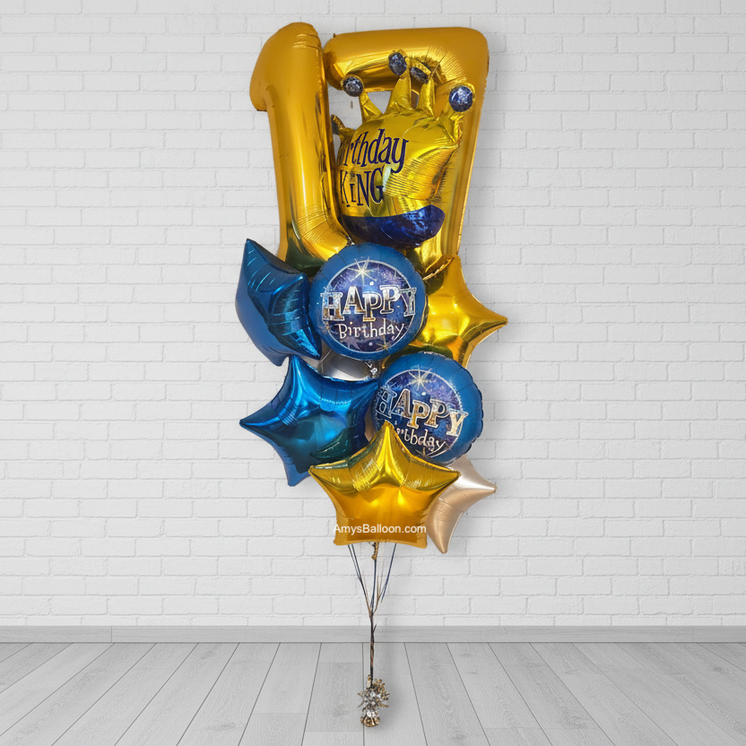 Birthday King and Age Balloon Bouquet