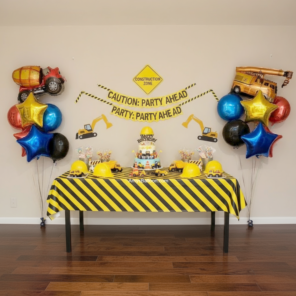 2 Balloon Bouquets Set (construction-themed)