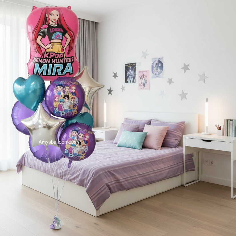 KPop Demon Hunters Theme Balloon Bouquet