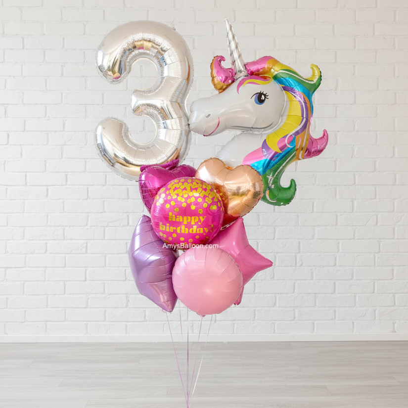 Unicorn & Number Birthday Bouquet