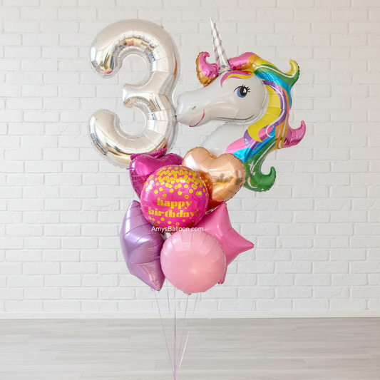 Unicorn & Number Birthday Bouquet