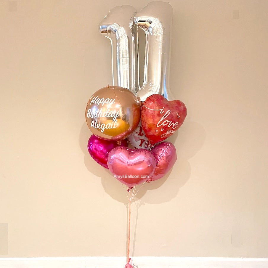 Two Numbers Personalized Balloon Bouquet