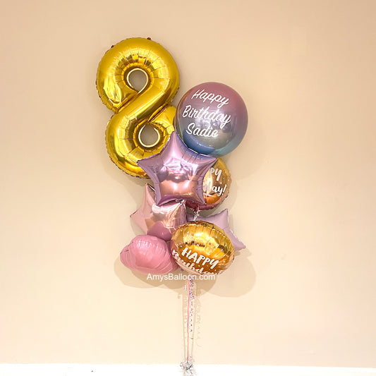 Number & Personalized Birthday Balloon Bouquet