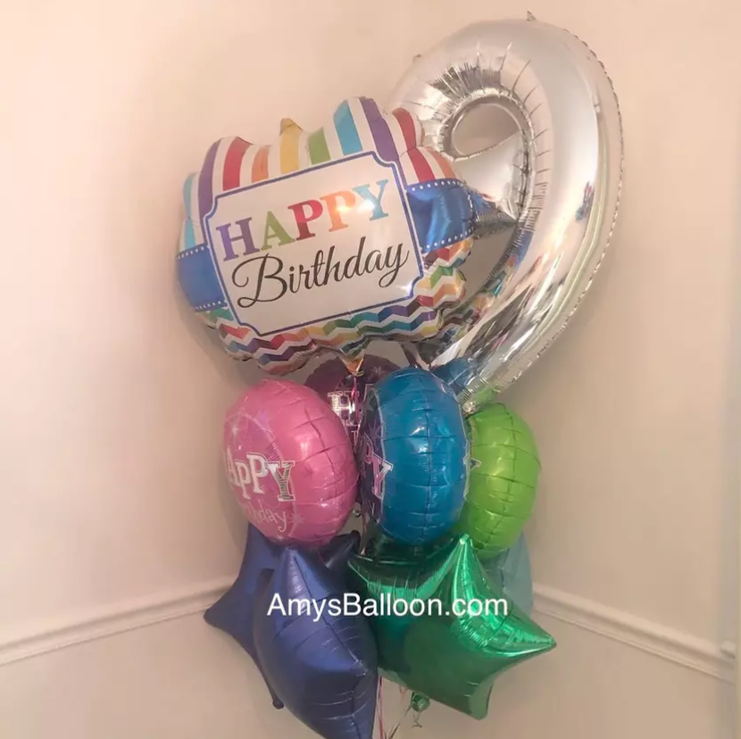 Jumbo Birthday Balloon and Number Bouquet