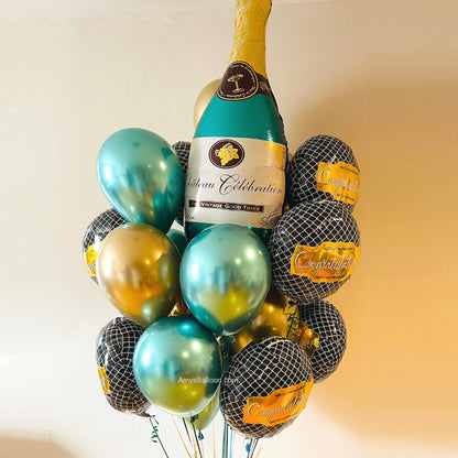 Champagne Bottle Congratulations Balloons Bouquet