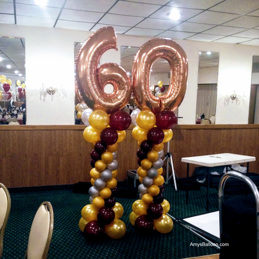 Number Topper Roman Style Balloon Column Pair