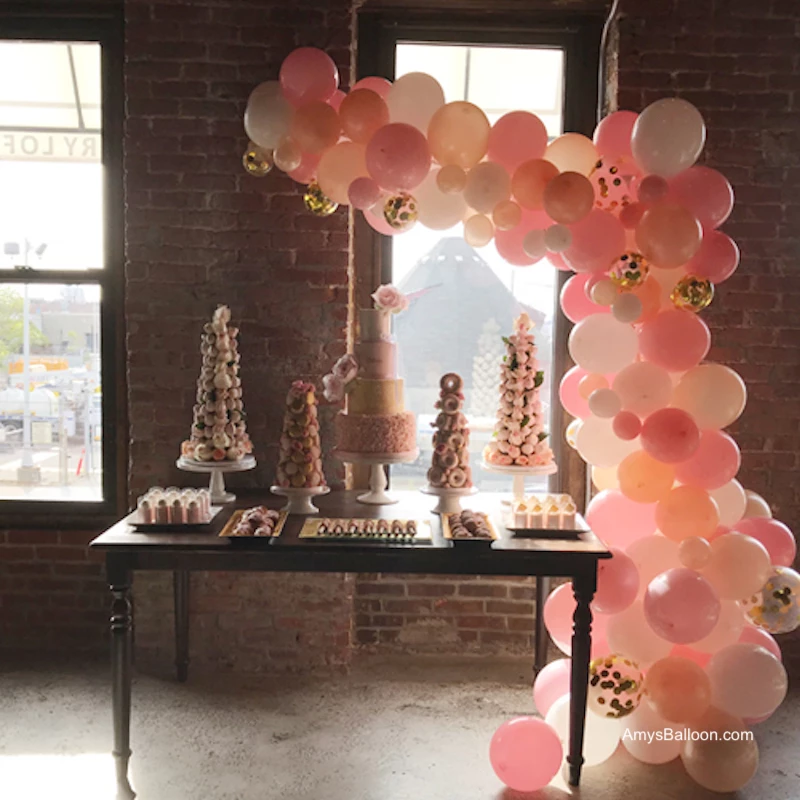 Balloon Garland Over Cake Table - L Shaped