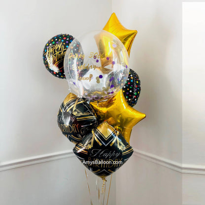 Personalized Confetti Birthday Balloon Bouquet