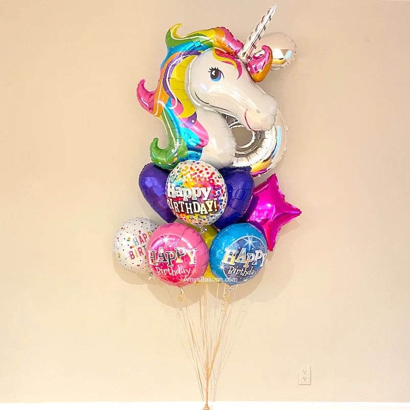 Unicorn & Number Birthday Bouquet